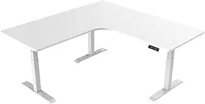 The Hanover Electric Sit or Stand Desk with Adjustable Heights, White, Whit