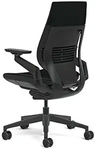 Steelcase Gesture Office Chair - Cogent: Connect Licorice Fabric, Medium Seat Height, Wrapped Back, Dark on Dark Frame, Lumbar Support