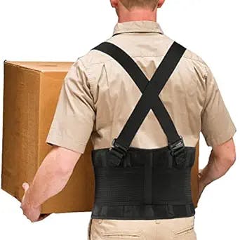 Back Brace for Lower Back Pain Relief - Lumbar Back Support Belt for Women and Men,Adjustable Removable Suspender Straps,Lower Back Belt for Heavy Lifting work,Moving and Warehouse Jobs M/L(30"-37")