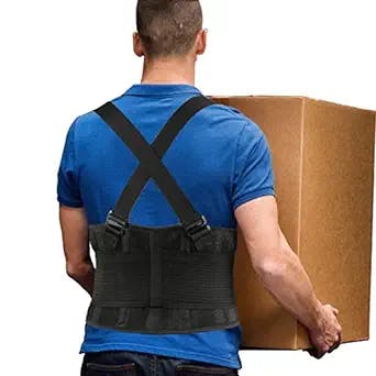 PAZAPO Back Brace Men and Women - Lower Lumbar Support for Heavy Lifting - Lower Back Support Belt with Removable Suspenders - Adjustable Back Belt for Workout, Back Pain Relief(XL/XXL(37-45 Inches)