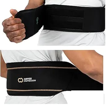 Copper Compression Back Brace - Copper Infused Lower Lumbar Support Belt. Relief for Muscle & Ligament Strain, Arthritis, Osteoporosis, Hernia, Ruptured Disc, Sciatica, Scoliosis - Fits Men & Women