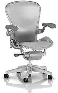 Aeron Chair by Herman Miller - Official Retailer - Basic - Titanium Frame - Zinc Classic Size C (Large)