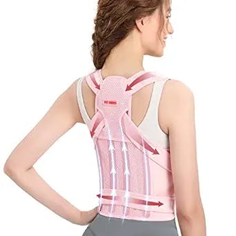 Back Brace and Posture Corrector for Women and Men, Back Straightener Posture Corrector, Scoliosis and Hunchback Correction, Back Pain, Spine Corrector, Support, Adjustable Posture Trainer, Pink, Medium (Waist 34-41 Inch)