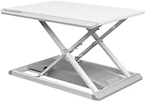 SMSOM Portable Laptop Table, Standing Desk Converter, Stand Up Desk Riser, Height Adjustable Sit Stand Home Office Desk Laptop Workstation (White)