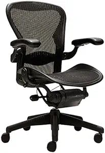 Herman Miller Aeron Size B Office Chair | Adjustable Arms | Rear Tilt Limiter | Lumbar Support Pad ( Renewed)