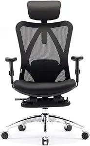 XUER Ergonomic Office Chair - Home Office Desk Chair with Footrest, Breathable Mesh Design High Back Computer Chair, Adjustable Headrest and Lumbar Support (Black)