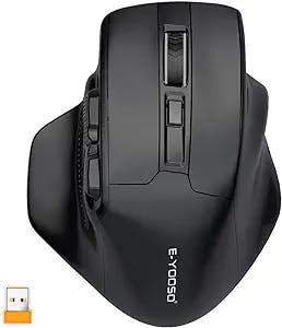 E-YOOSO Large Wireless Mouse, X-31 Large Mouse for Big Hands, 5-Level 4800 DPI, 6 Button Big Ergo Computer Mouse, 18 Months Battery Life Cordless Mouse for Laptop, Mac, Chromebook, PC, Windows(Black)