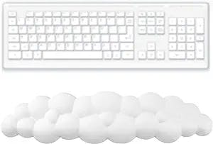 BABORUI Cloud Wrist Rest for Computer Keyboard, Memory Foam Cute Cloud Palm Rest Keyboard with Non-Slip Base, Ergonomic Cloud Arm Rest Keyboard for Easy Typing and Pain Relief (White)