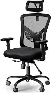 NOBLEWELL Office Chair Ergonomic Office Chair High Back Mesh Computer Chair with Lumbar Support Adjustable Armrest, Backrest and Headrest