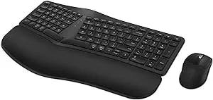 Loigys MK960 Ergonomic Wireless Keyboard Mouse Combo, Bluetooth/2.4G Split Design Keyboard with Palm Rest and 4 Level DPI Adjustable Wireless Mouse, Multi-Device, Rechargeable, for Windows/Mac/Android
