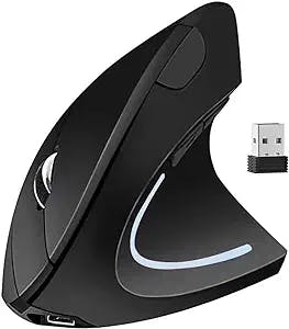 BOMENYA Ergonomic Mouse, Vertical Wireless Computer Mouse 2.4G with Portable, Cordless, Silent Ergonomic Mouse USB Rechargeable, 3 Adjustable DPI, 6 Buttons-Optical for PC Desktop MacBook