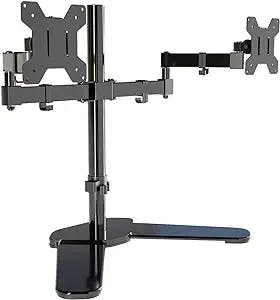 Bracwiser Dual Monitor Arm Stand, Monitor Holder Arm Mount for Two 13-27 inch Adjustable Angle Height Monitor Desk Monitor Holder Table Stand Monitor Stand Ergonomic L Feet Black (ML7442)