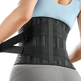 FREETOO Back Brace for Men Women Lower Back Pain Relief with 6 Stays, Breathable Back Support Belt for work , Anti-skid lumbar support belt with 16-hole Mesh for sciatica(M)