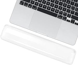 Arisase Soft Keyboard Wrist Rest Pad 14.06IN Comfortable Cool Silicone Cushion Typing Hand Pain Relief Support Pad with Gel-Filled for MacBook Magic Keyboard Other Keyboards Office & Home (Clear)
