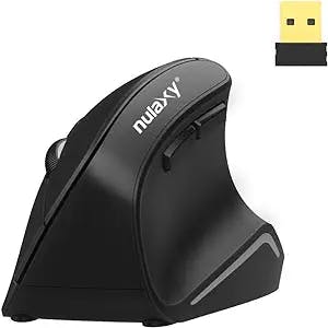 Nulaxy Ergonomic Mouse, 2.4G Wireless Vertical Mouse with 3 Adjustable DPI(800/1200 /1600), Wireless Ergonomic Optical Mouse with 6 Buttons for Computer, Laptop, PC, iPad, Desktop, MacBook Black