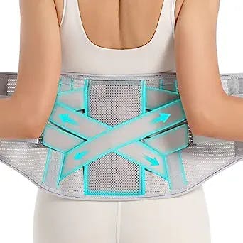 EGjoey Back Brace for Lower Back Pain Relief - Back Support Belt for Women & Men, Lower Back Brace for Herniated Disc, Sciatica. Removable Stays for Lower Back Support with 2 Different Hardness Sets (Grey, Medium)