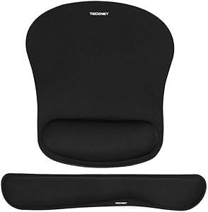 TECKNET Keyboard Wrist Rest and Mouse Pad with Wrist Support, Memory Foam Set for Computer/Laptop/Mac, Lightweight for Easy Typing & Pain Relief Ergonomic Mousepad (Black)