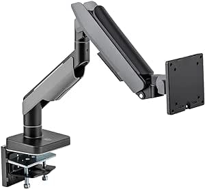 POUT - Eyes 19 Heavy-Duty Ultrawide Monitor Arm - Premium Steel Fully Adjustable Full Motion Tilt Swivel Rotate Desk Mount Stand - Holds 5-44lbs 17-49 Inch Display (Grey/Black)