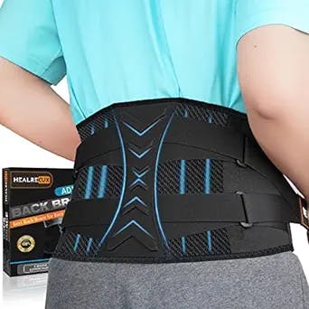 Back Brace for Men Women Lower Back Pain Relief with 7 Stays,Healrecux Back Support Belt with Dual Adjustable Straps,Lumbar Support Belt for Herniated Disc, Sciatica,Scoliosis XXL(Waist：41.3"-53.1"）