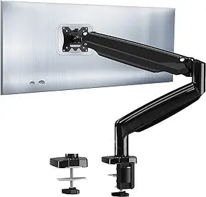 MOUNTUP Ultrawide Single Monitor Arm for Max 35 Inch Screen, Heavy Duty Monitor Desk Mount Support 6.6-26.5lbs, Gas Spring Computer Monitor Stand Holder, VESA Bracket with Clamp/Grommet Base, Black