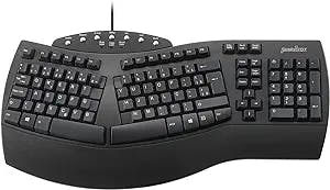 Perixx PERIBOARD-512B BR Wired Ergonomic Split Keyboard with 7 Multimedia Keys - Black - Brazilian Layout with Ç