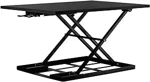 Mount-It! Standing Desk Converter, Height Adjustable Sit Stand Desk, 32x22 Inch Preassembled Stand Up Desk Converter, Ultra Low Profile Design, Black