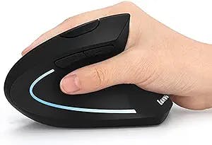 Ergonomic Mouse, LEKVEY Vertical Wireless Mouse - Rechargeable 2.4GHz Optical Vertical Mice : 3 Adjustable DPI 800/1200/1600 Levels 6 Buttons, for Laptop, PC, Computer, Desktop, Notebook etc, Black
