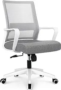 neo chair Office Swivel Desk Ergonomic mesh Adjustable Lumbar Support Computer Task Back armrest Home Rolling Women Adults Men Chairs Height Comfortable Gaming Guest Reception (Grey)