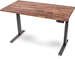Stand Up Desk Store Solid Wood Top Electric Adjustable Height Standing Desk with Programmable Memory (Charcoal Frame/Walnut Top, 60" Wide)