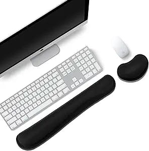 Mouse Pad Wrist Support, Keyboard Wrist Rest with Ergonomic Raised Memory Foam for Easy Typing & Pain Relief, Comfortable Keyboard and Mouse Pad Set, Computer Accessories for Office, Laptop, Mac