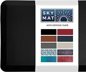 Sky Solutions Anti Fatigue Mat - 3/4" Cushioned Kitchen Rug and Standing Desk Mat & Garage - Non Slip, Waterproof and Stain Resistant (17" x 24", Black)