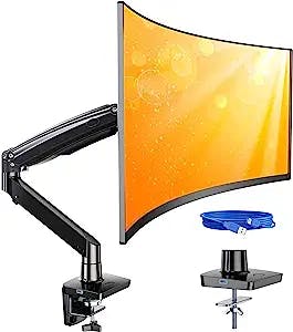 ErGear Ultrawide Monitor Arm with USB, Monitor Mount Fits 13-35” Screen, Monitor Stand with Full Motion Gas Spring Arm Holds from 4.4lbs to 26.4lbs