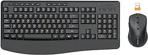 Wireless Keyboard and Mouse Combo, E-YOOSO 2.4G Full-Sized Ergonomic Keyboard with Palm Rest, 3-Level DPI Mouse, 18 Months Battery Life, Plug & Play, Wireless Keyboard for Windows, Mac, PC, Chrome