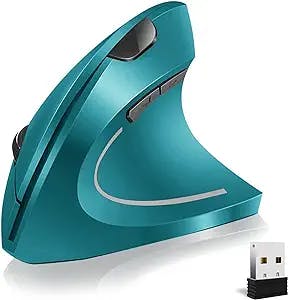 Mcpiwohy Ergonomic Mouse, Optical Vertical Mouse Rechargeable USB Mouse 2.4GHz Wireless Mouse with 6 Buttons,3 Adjustable 1200/1600/2400 DPI for Laptop, Desktop, PC, MacBook (Blue)