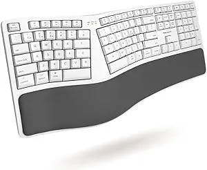 Macally Wireless Ergonomic Keyboard for Mac - Built for Comfort - Compatible Apple Bluetooth Keyboard with Wrist Rest - Rechargeable Ergo Split Keyboard for MacBook Pro/Air, iMac, Mac Mini