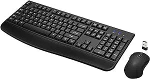 Wireless Keyboard and Mouse Combo, Loigys Full-Sized 2.4GHz Wireless Keyboard with Comfortable Palm Rest and Optical Wireless Mouse for Windows, Mac OS PC/Desktops/Computer/Laptops
