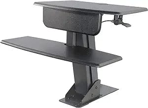 Kantek Standing Desk Converter, Clamps to Desk for Stability & Space, Adjustable Upto 23", Sit to Stand Home Office Workstation, Grommet Hole, Black,STS800