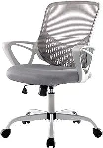Office Chair, Ergonomic Desk Chair, Home Office Desk Chair, Mid Back Mesh Computer Chair, Cute Swivel Rolling Task Chair with Lumbar Support and Armrests