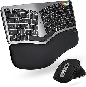 X9 Wireless Ergonomic Keyboard and Mouse Combo - 2.4G+BT Optimized for Comfort - Bluetooth Ergonomic Split Keyboard with Wrist Rest and 6 Button Ergo Mouse - Rechargeable Wireless Mouse Keyboard Combo