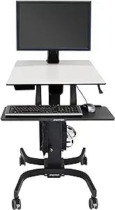 Ergotron – WorkFit-C HD Single Monitor Mobile Standing Desk, Rolling Sit Stand Workstation – for Monitors Up to 30 Inches, 16 to 28 lbs