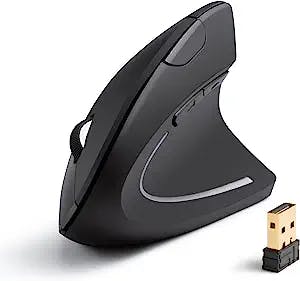 Anker 2.4G Wireless Vertical Ergonomic Optical Mouse, 800 / 1200 /1600 DPI, 5 Buttons for Laptop, Desktop, PC, MacBook - Black (Renewed)