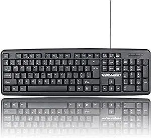 TM Wired USB Full-Size Keyboard USB-A Wired Slim Keyboard with Chocolate Keys Compatible for Windows, PC Laptop/Desktop (Black) (Renewed)