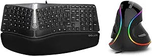 DELUX Wired Ergonomic Keyboard GM901U and Vertical Mouse M618PLUS RGB