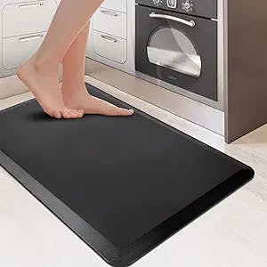 Anti Fatigue Floor Mats for Kitchen Desk, Padded Mat Comfort for Standing up, Cushioned Kitchen Rugs Non Skid Washable, PVC for Office Laundry Room 17.3"X28" Black by WingsShop