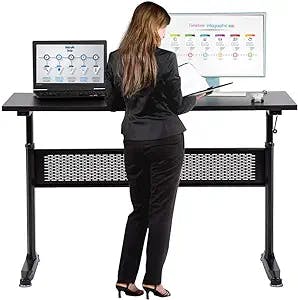 Standing Desk Converter Height Adjustable Large Desktop Ergotron Laptop Computer Workstation Sit-Stand Desk Fit Dual Monitor for Home Office,48"