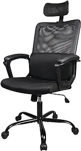 SMUG Office Ergonomic Mesh Home Headrest Computer Desk Chair, Black