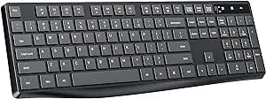 Virfour Wireless Keyboard - 2.4G Ergonomic Comfortable Typing Full Size Chiclet Computer Keyboard with Numeric Keypad, Enlarged Indicator Light, Wireless Keyboard for Laptop PC Chromebook