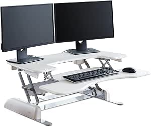 Vari - VariDesk Pro Plus 36 - Dual Monitor Standing Desk Converter - Adjustable Desk Riser with 11 Height Settings - Stand Up Home Office Workstation - Rising Desk with Spring Loaded Lift (White)