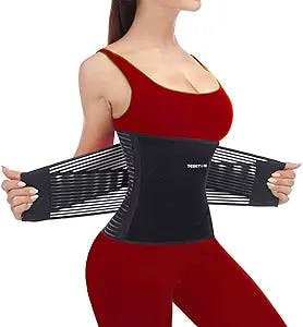 TESETON Back Support Belt for Women and Men, Back Brace Relieve Lower Back Pain, Lower Back Brace with 8 Reinforce Bones,Tummy Control Black-M