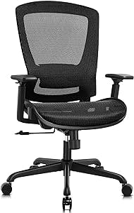 ELABEST Mesh Office Chair,Ergonomic Computer Desk Chair,Sturdy High Back Task Chair - Adjustable Lumbar Support & Armrests,Tilt Function,Swivel Wheels,Comfortable Wide Seat,Executive Home Office Chair
